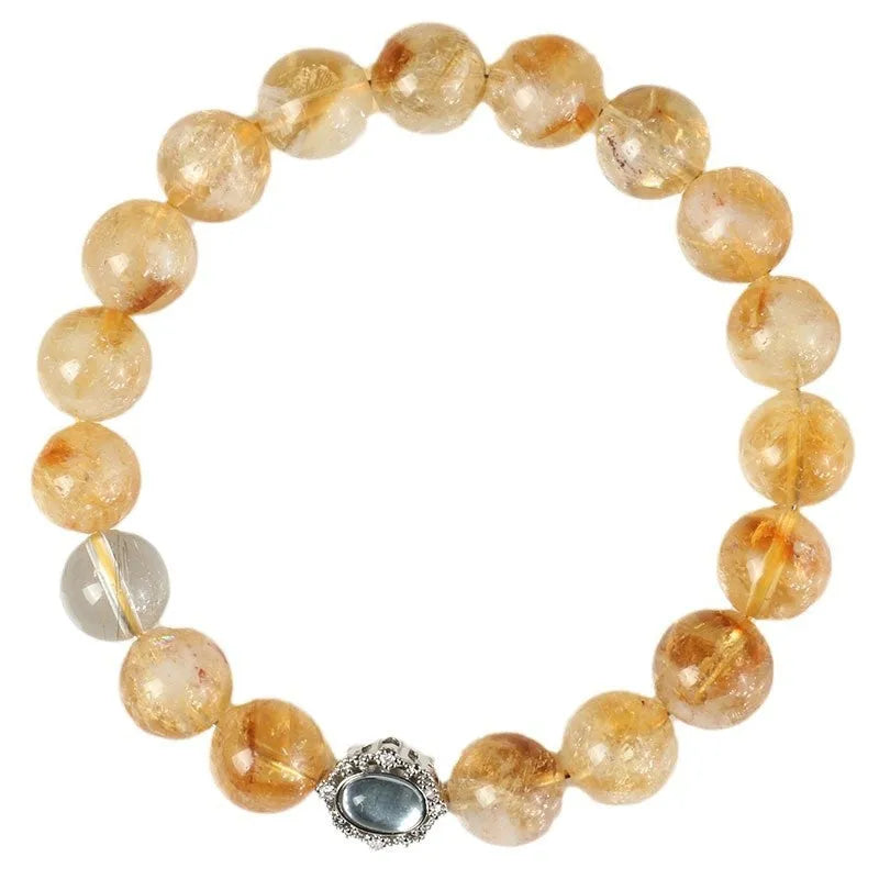 Citrine crystal bracelet with 10mm geometric stone in polished finish