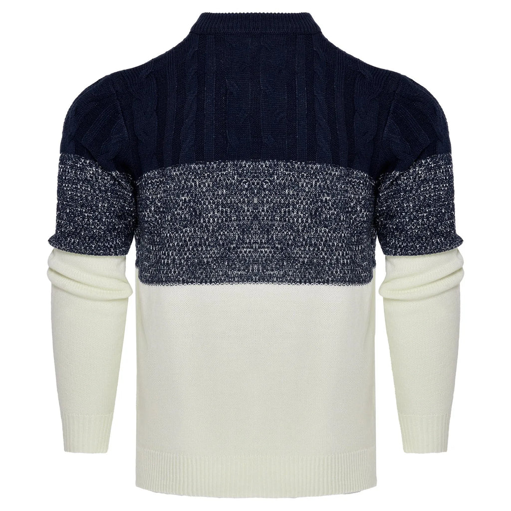 Men's knitted crew neck sweater with long sleeves in multiple size options