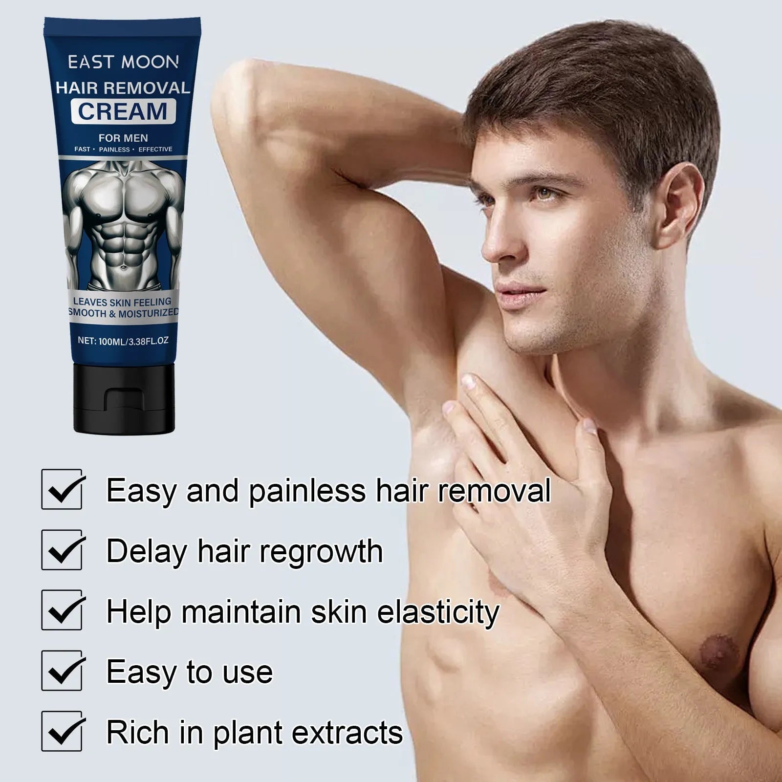 Men's hair removal cream tube for face beard armpit hand leg body grooming