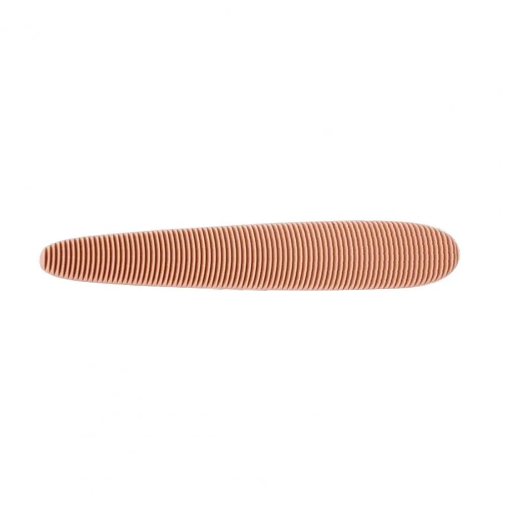 Gray cat comb with tongue massage design and narrow and wide ends, 21cm length, on a white background