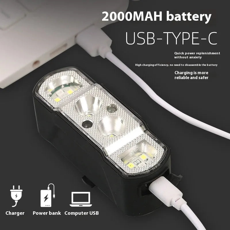 Black bicycle headlight with ABS housing, XPG-LED, and wave induction feature, 350 lumens output