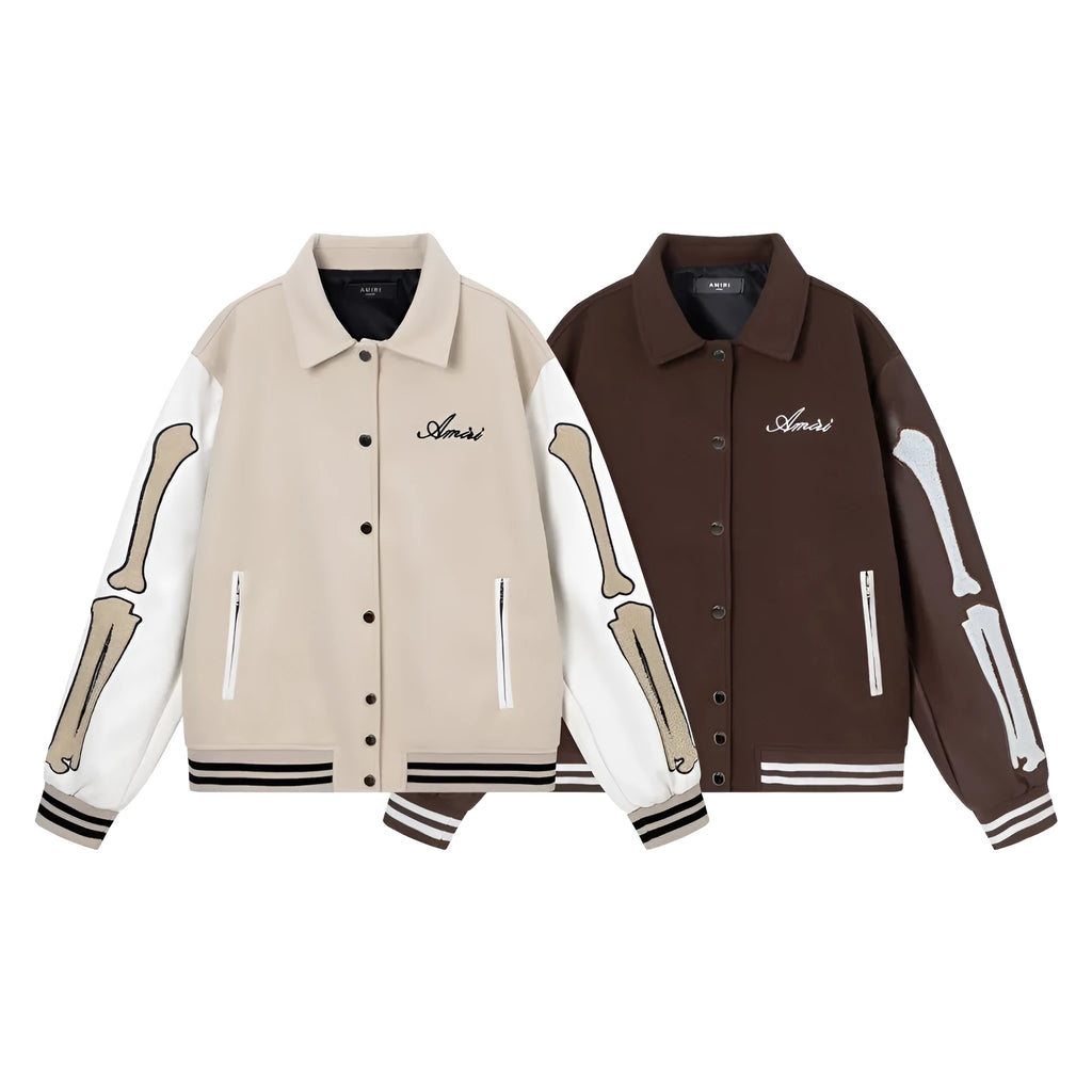 Women's cotton blend bone embroidered jacket in brown colour, front view, for autumn winter wear
