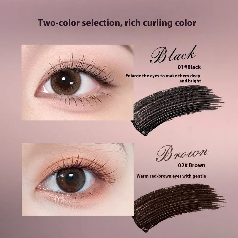Long Curling Long-lasting Setting Mascara tube in Black and Brown variants with applicator.