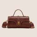 Niche Original Retro Cambridge messenger bag in brown cow leather and synthetic leather with lock detail
