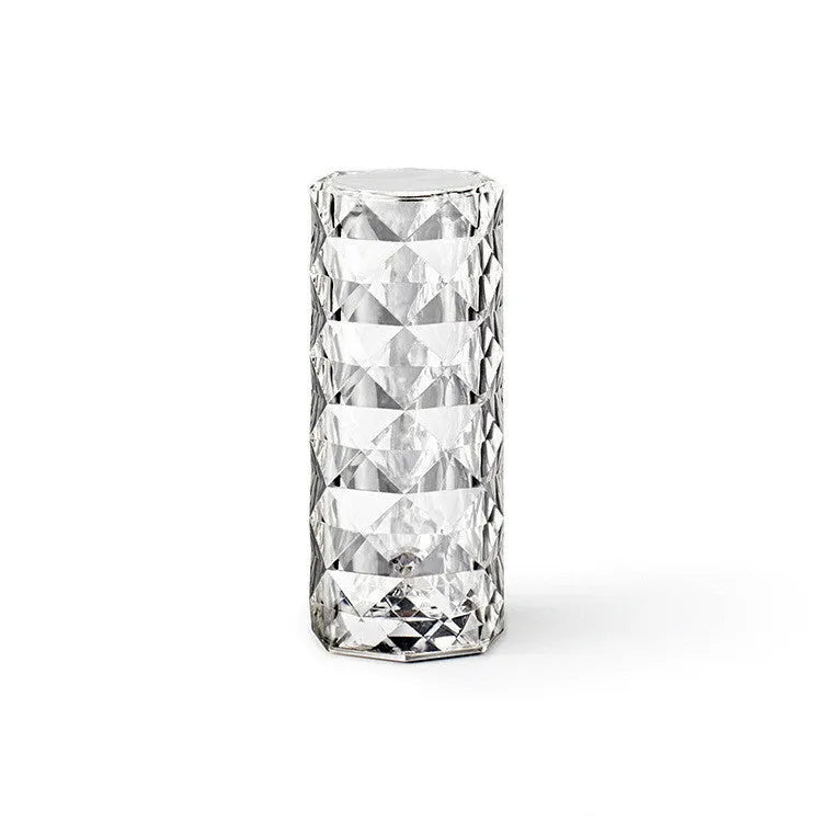 Nordic crystal USB touch table lamp with acrylic shade, diamond pattern, 16 colour remote control, black finish