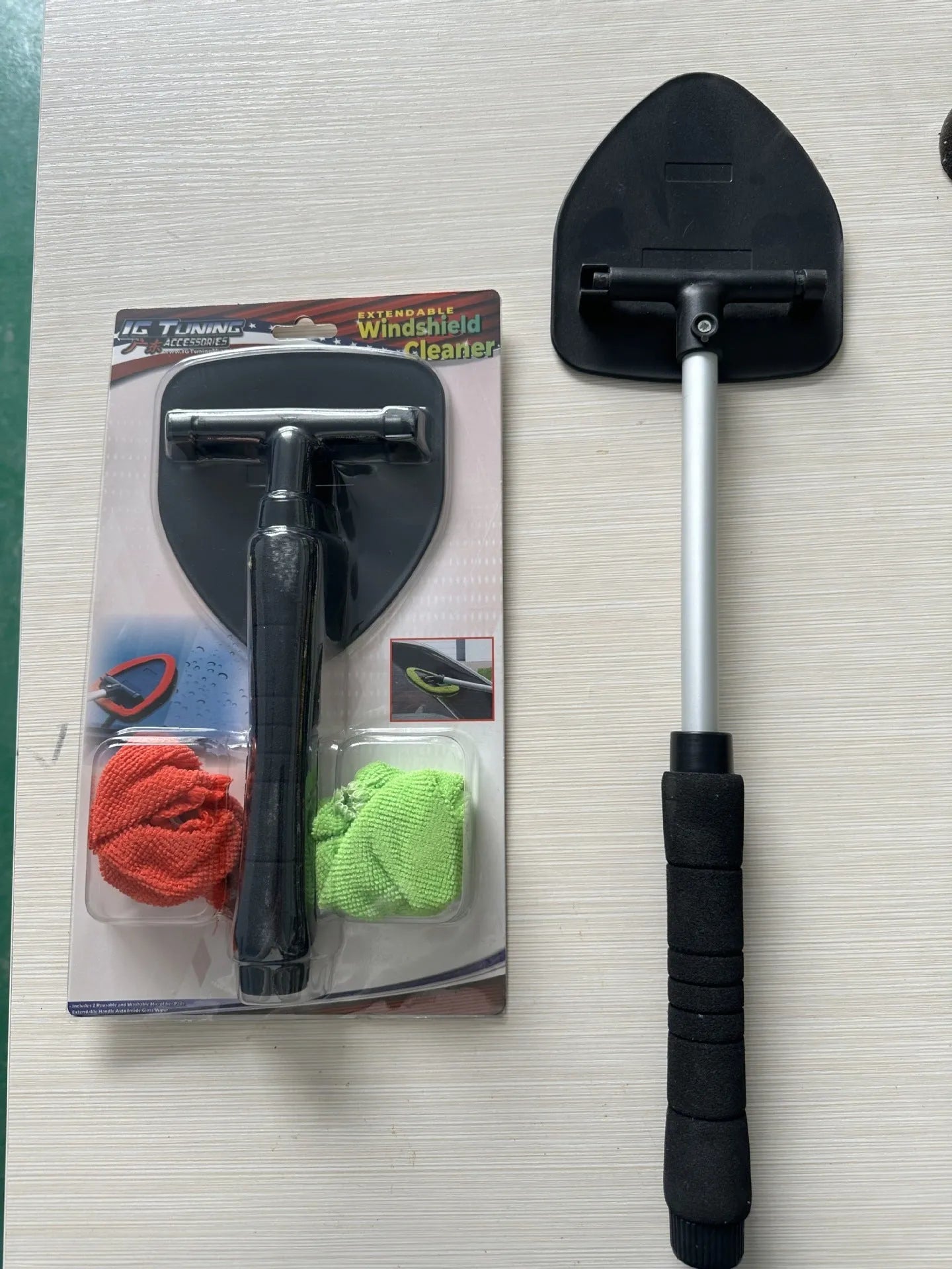 Car windshield window cleaning brush plastic handheld in red green and sapphire blue colours