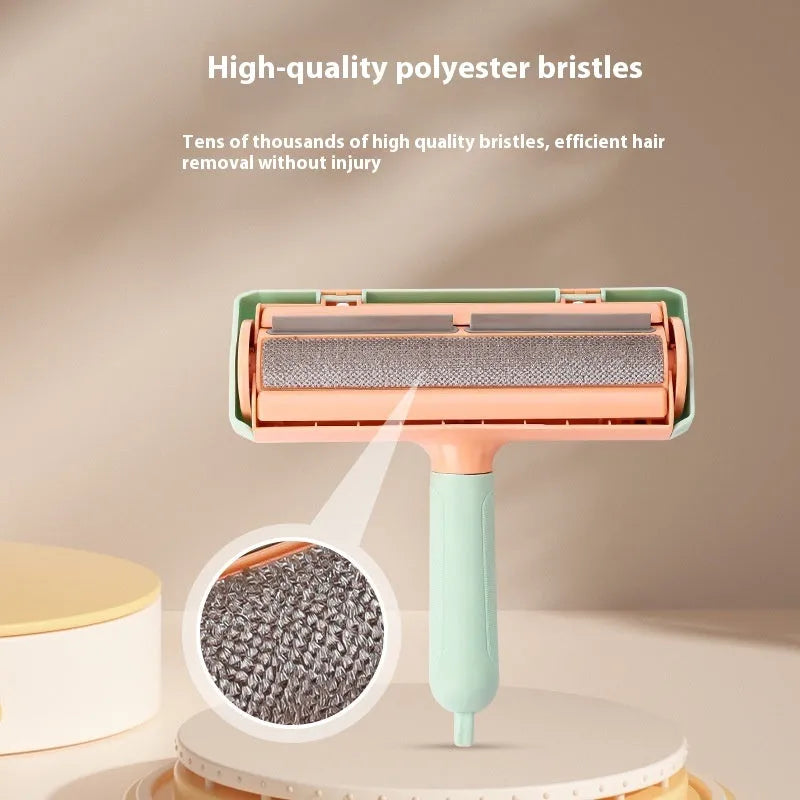 Cat hair removal brush in mint green ordinary style on neutral background, 20x19.5x7cm PP construction