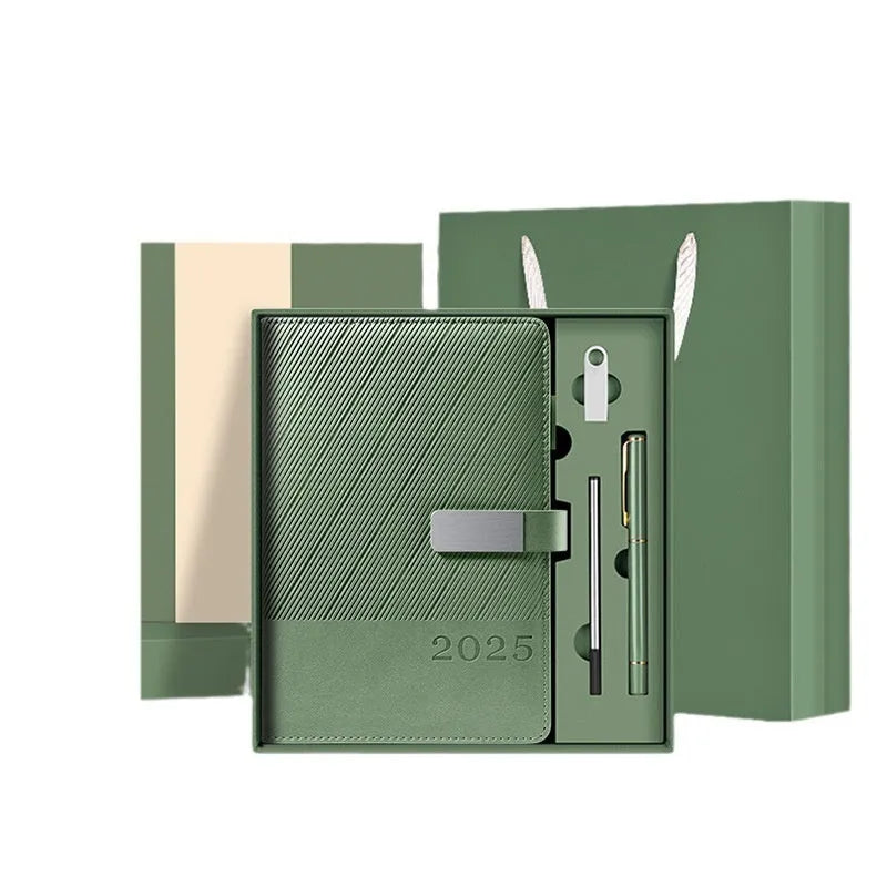 Creative Simple thick notepad with striped PU leather cover showing eight colour options