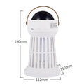 White 2 in 1 electric mosquito killer lamp with star ceiling projection and folding handle on table