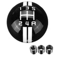 Black acrylic 5-speed manual gear head with red lettering on a white background
