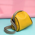 Genuine cowhide saddle bag for women, small square shape, black leather, car-suture detail, detachable handle