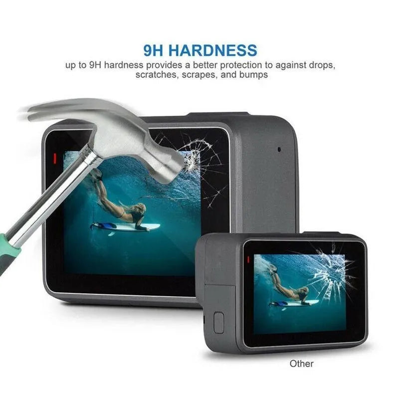 Transparent 9H tempered glass screen protector for GoPro Hero 5/6/7 camera lens and LCD
