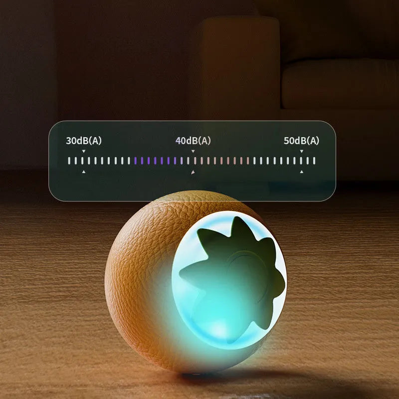 Automatic rolling ball toy for dogs and cats in green colour on floor