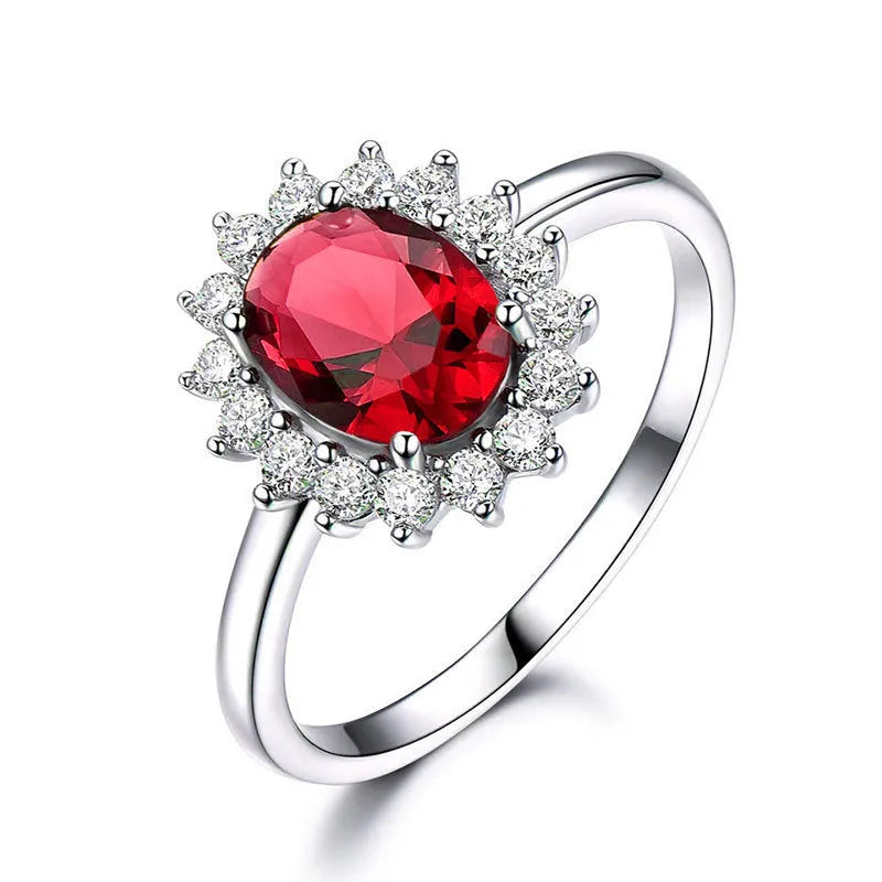 Women's floral ring with zirconium stone in electroplated copper available in three colours and five sizes