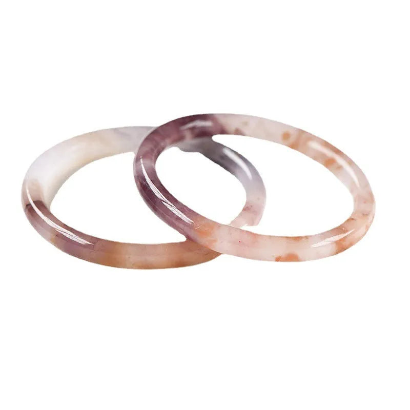 Jade violet bracelet for women made from natural quartz rock jade, flat bar style on white background
