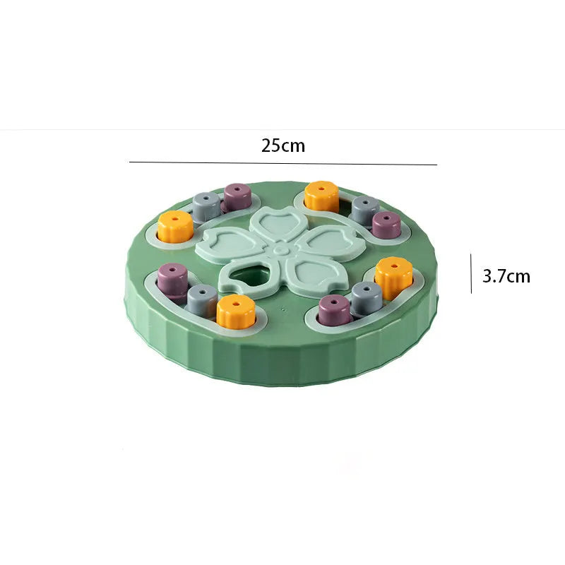 Dog slow food feeding plate in blue colour with raised maze pattern on non-slip base