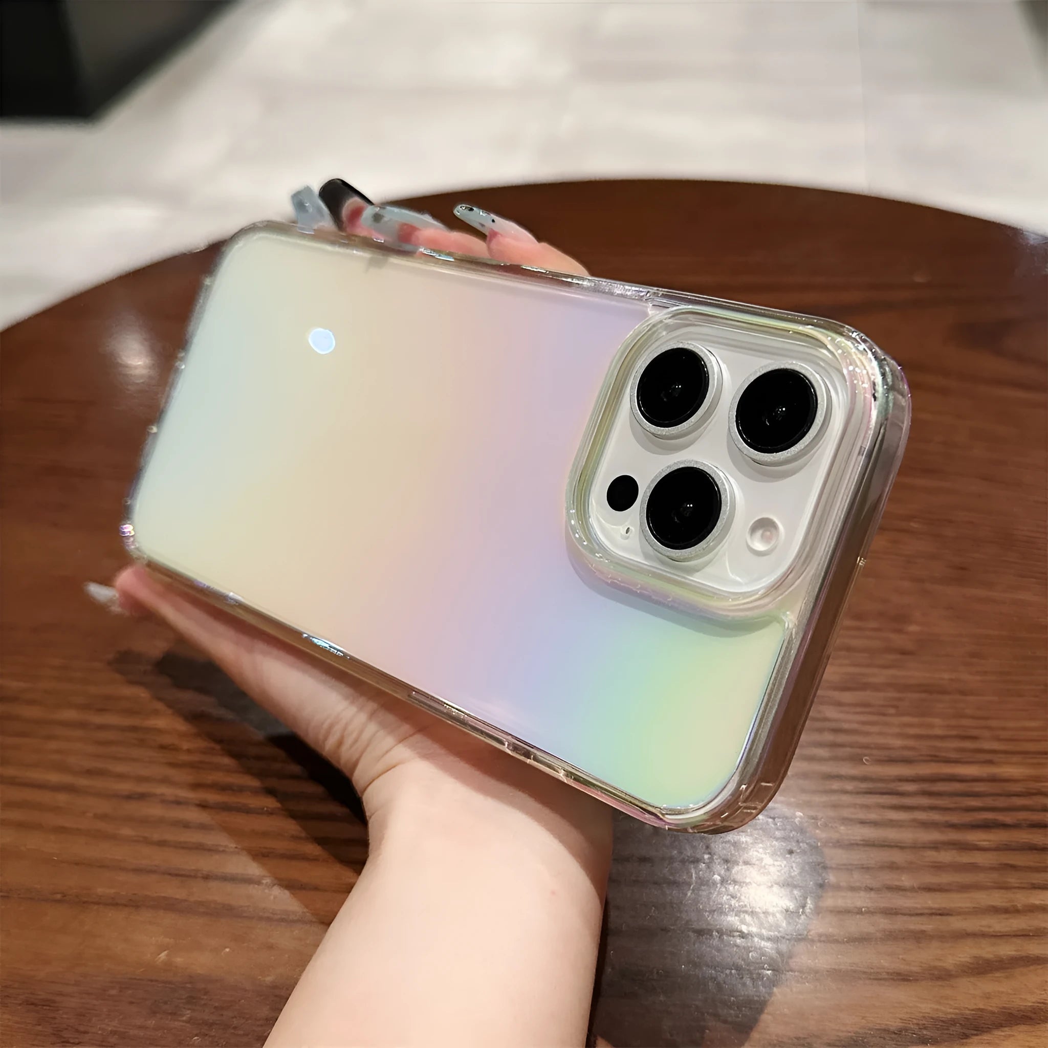Colourful PC TPU phone case with mirror and laser design compatible with iPhone 13 to 16 series