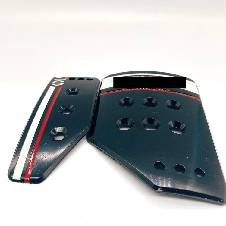 Aluminium alloy manual transmission car pedal set showing brake, accelerator, and clutch