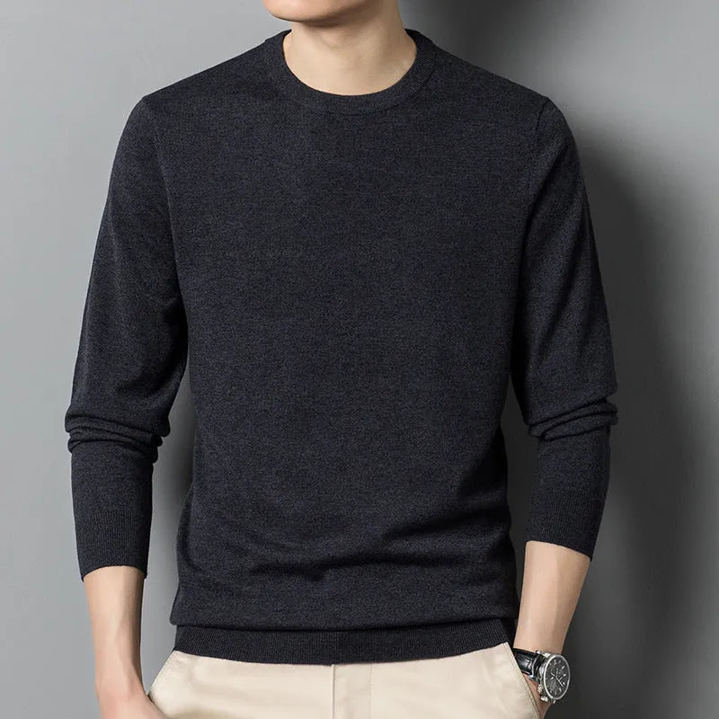 Men's fine yarn heavy sweater in light blue – pullover style for autumn winter – size M to 4XL
