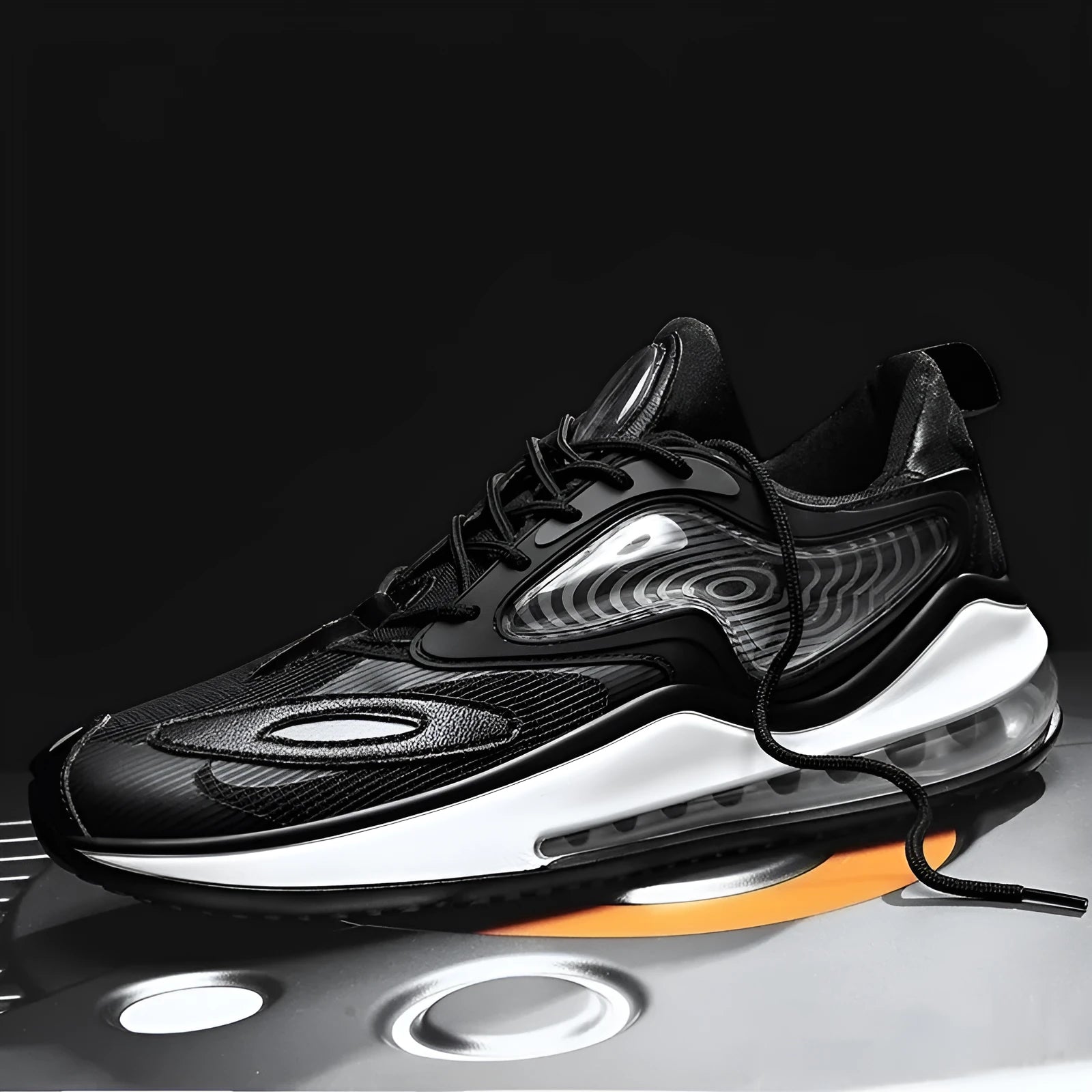 Men's summer casual shoes with air cushion height increasing soles in Space Black colour