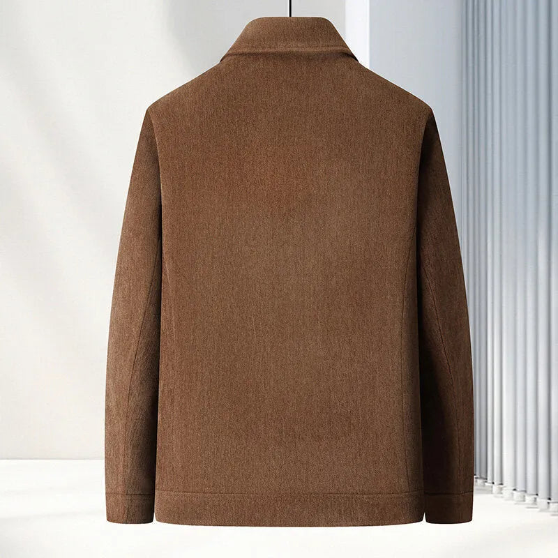 Men's lapel collar casual coat jacket in slim fit available in black, caramel, dark blue, brown