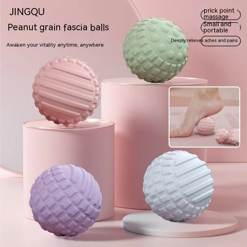 TPR foot massage ball in pink, blue, green, or purple with 6cm diameter for yoga and fitness