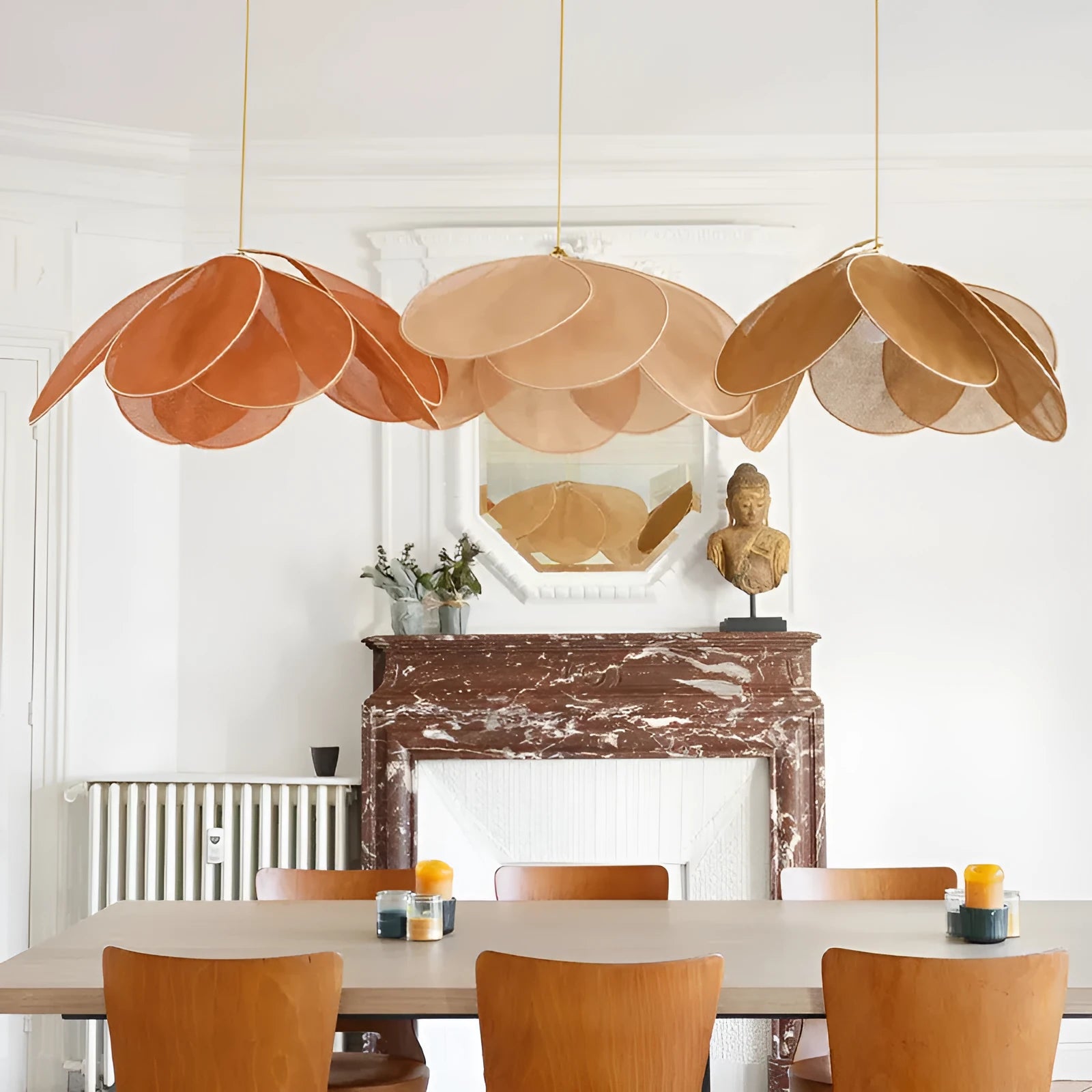 Cloth-craft hanging lamp Bohemian style white 60cm diameter ceiling chandelier