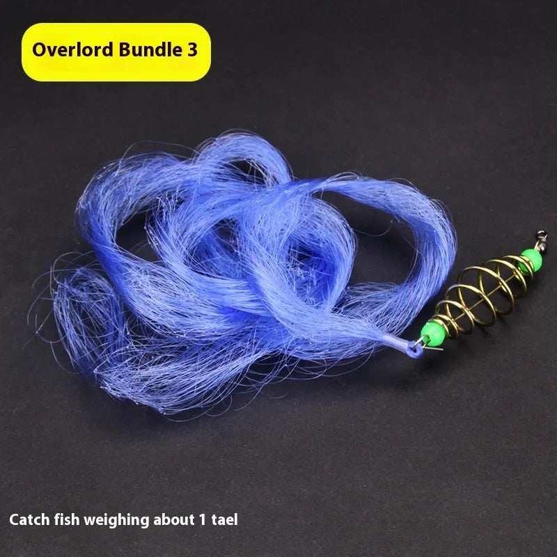 Hand throw fishing net with spring hook and sticky nylon mesh in multiple sizes from 1.5cm to 6.5cm