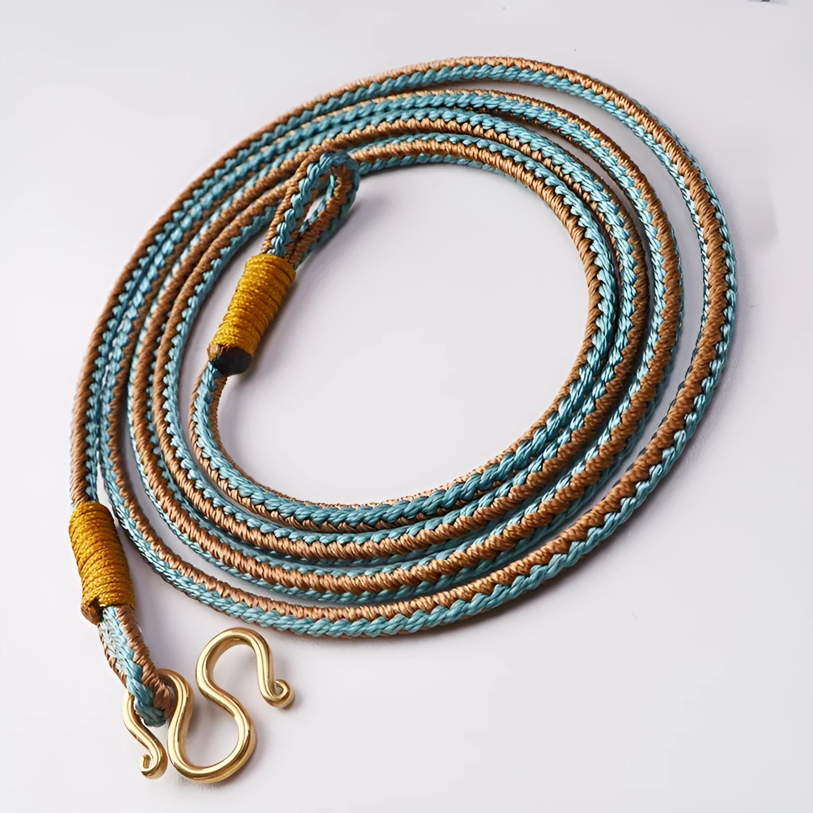 Tibetan Thangka peace buckle necklace with imitation pearl pendant and gemstone inlays on adjustable chain