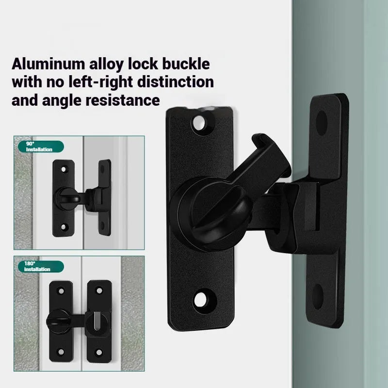 Household aluminum alloy punch-free door latch in silver with screws and universal rotation