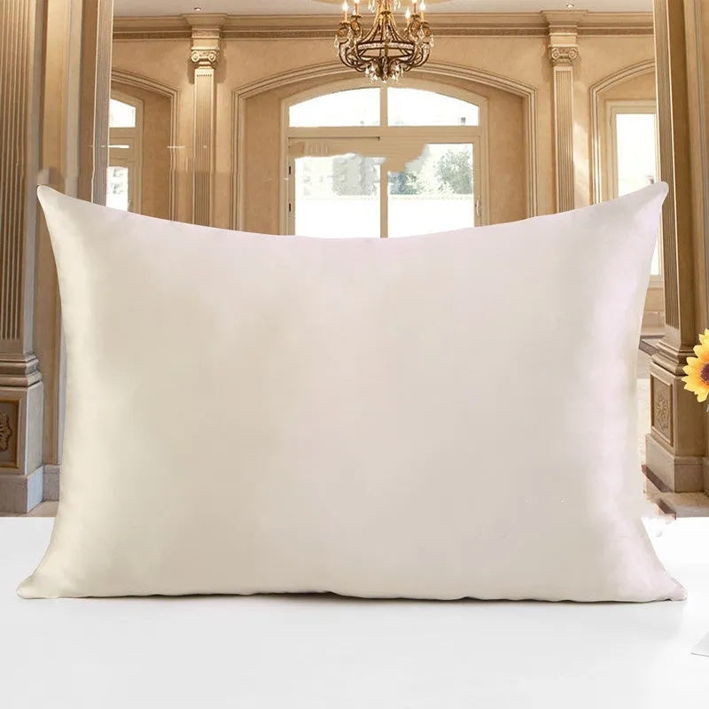 19 momme double-sided mulberry silk pillowcase with hidden zip closure in a neutral colour