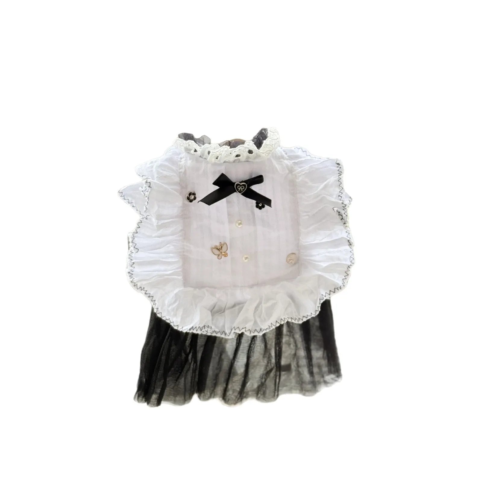 White polyester princess style waltz gauze skirt for small dogs on size chart