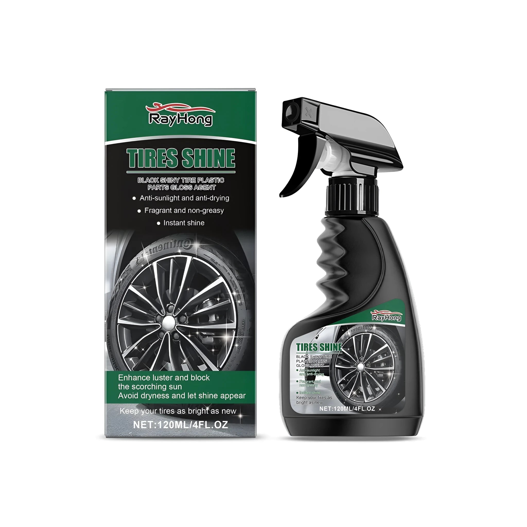 Automobile tire gloss agent 120ml bottle with silicone oil formula for car tyre shine