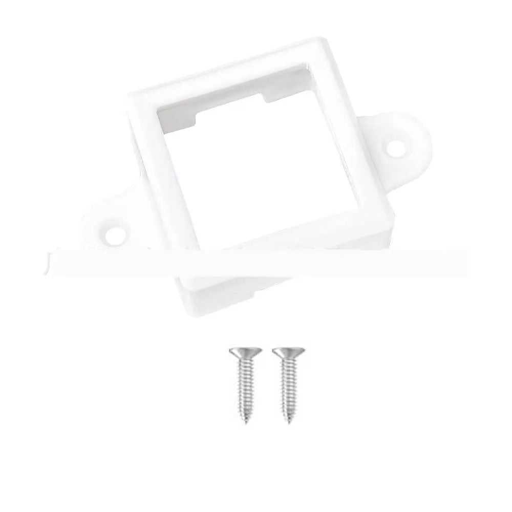 White plastic LED light bracket housing measuring 1.7cm by 6cm for light mounting