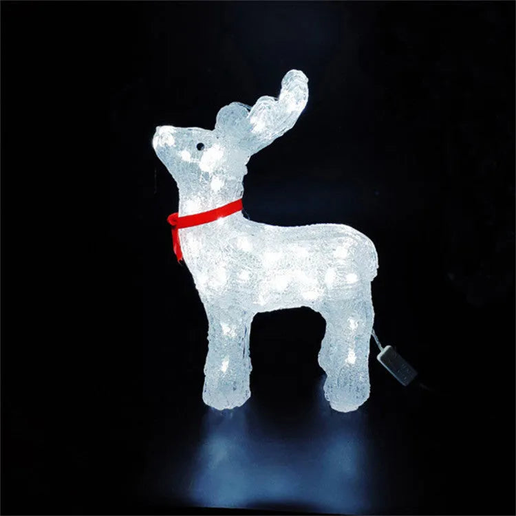 Acrylic 3D deer lamp with warm light, epoxy finish, for outdoor Christmas decoration