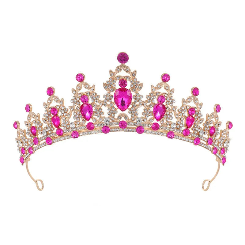 Baroque bride headdress crown with rhinestone detailing in silver and gold colour options