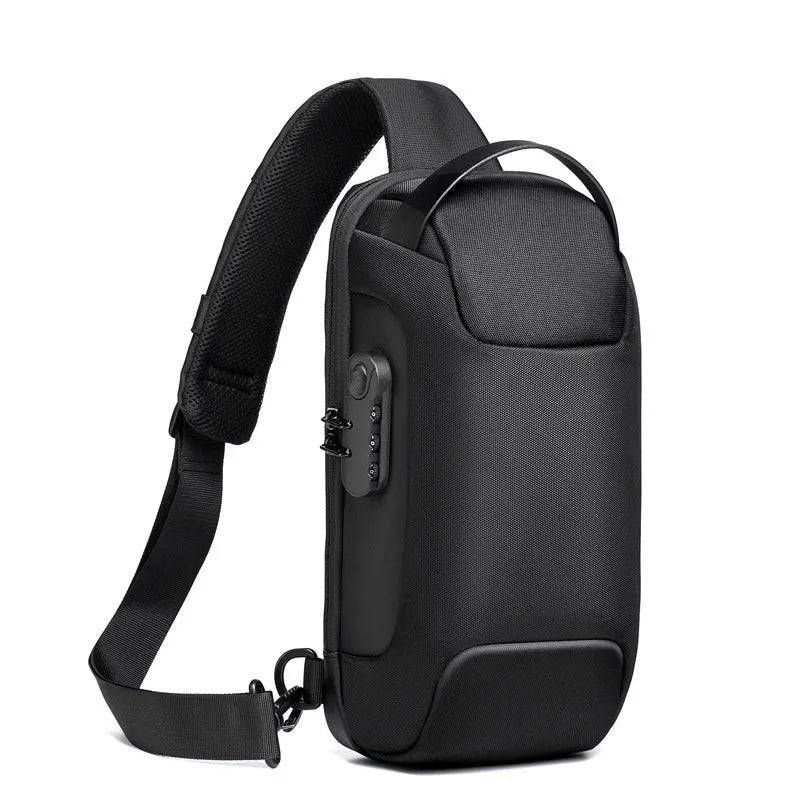 Waterproof Oxford cloth anti-theft crossbody bag with zip closure and shoulder strap.