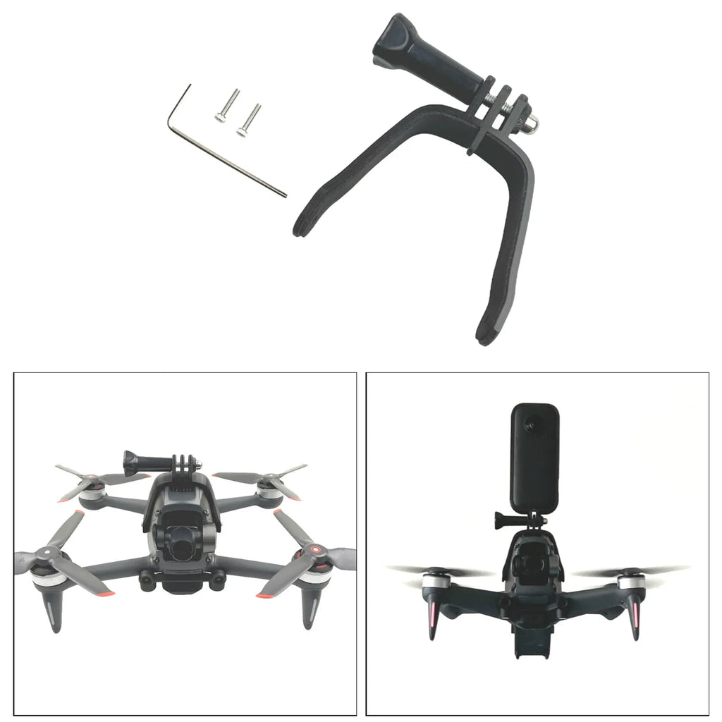 3D printed FPV drone camera expansion bracket with GoPro mount and protective sponge