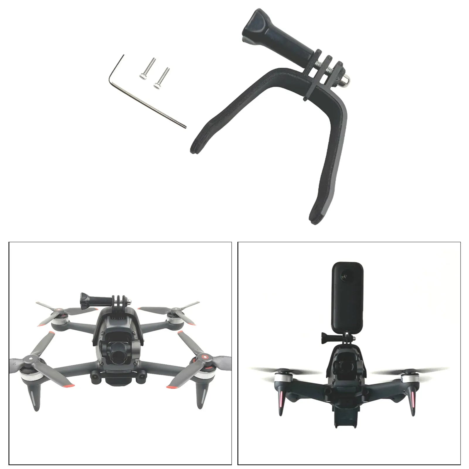 3D printed FPV drone camera expansion bracket with GoPro mount and protective sponge