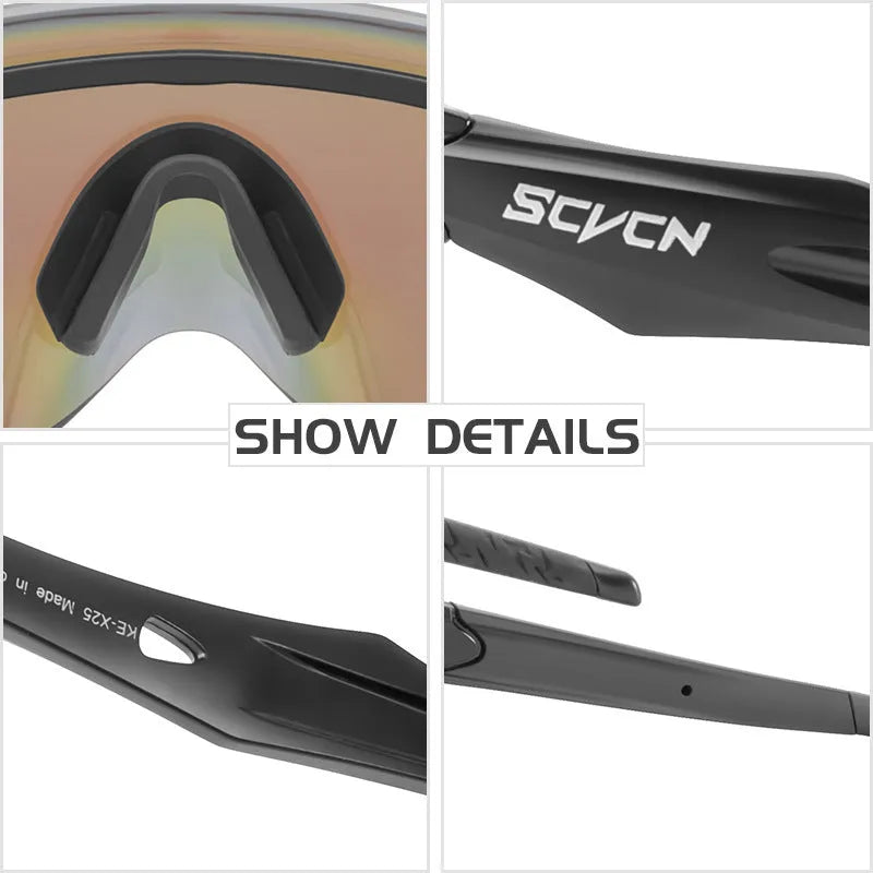 Frameless integrated lens athletic sports glasses in a colourful style.