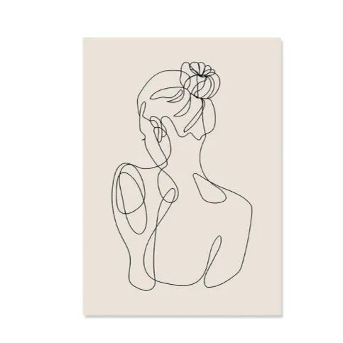 Boho frameless canvas wall art with abstract lines and animal theme, water-based pigment ink, multiple sizes available