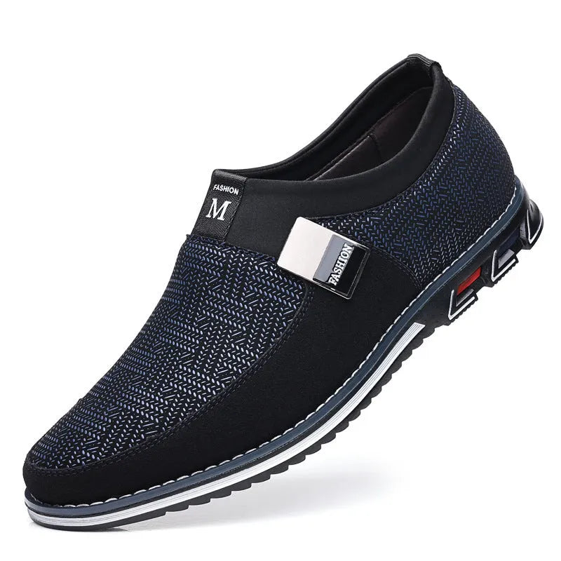 Men's casual flat low-top synthetic leather shoes in a colour option, rubber sole, square toe, low heel 1-3cm