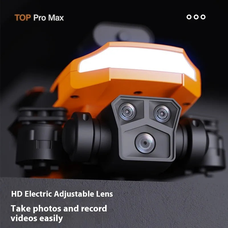 P18 black brushless motor drone with optical flow positioning and dual lens on a flat surface