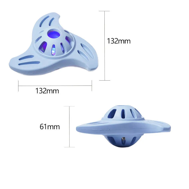 Blue bite-resistant boomerang-shaped dog chew toy with molar texture for large dogs.