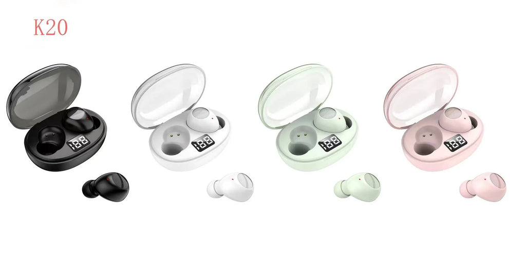 Wireless Bluetooth headset with touch controls and power display, in-ear style for sports and calling