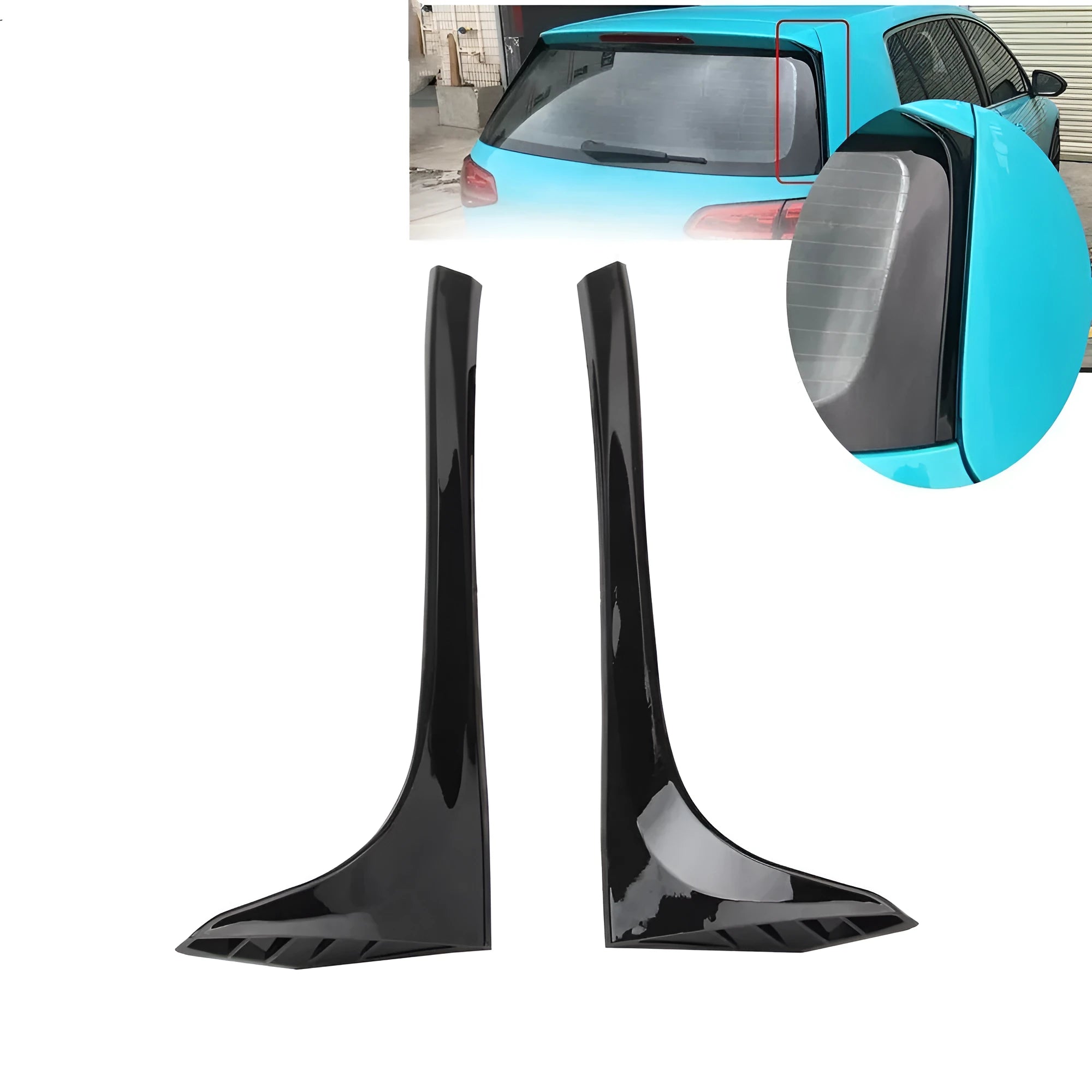 Glossy black ABS rear window side spoiler for Volkswagen Golf 7 MK7 2014-2018