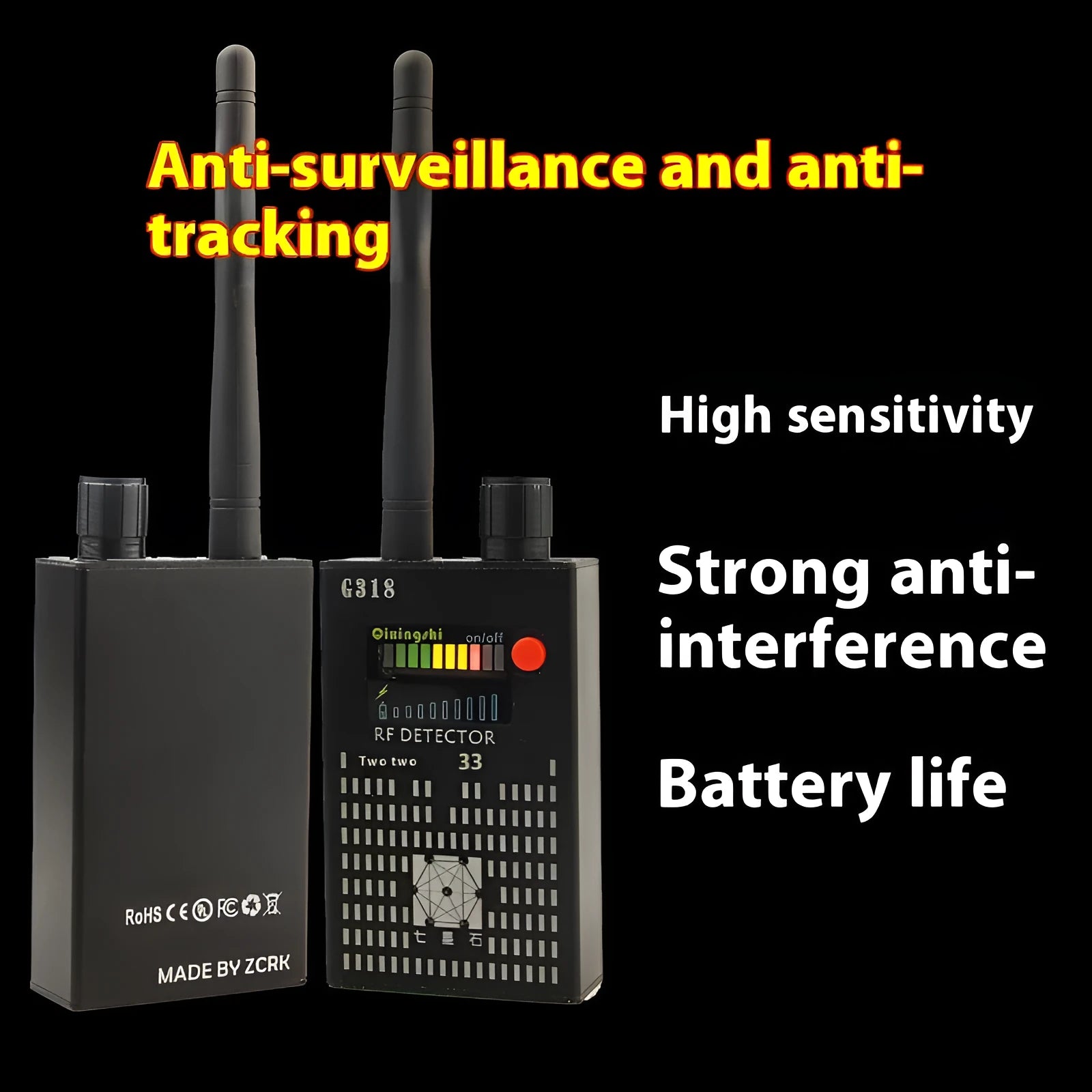G318 professional signal detector for anti-theft and anti-eavesdropping applications
