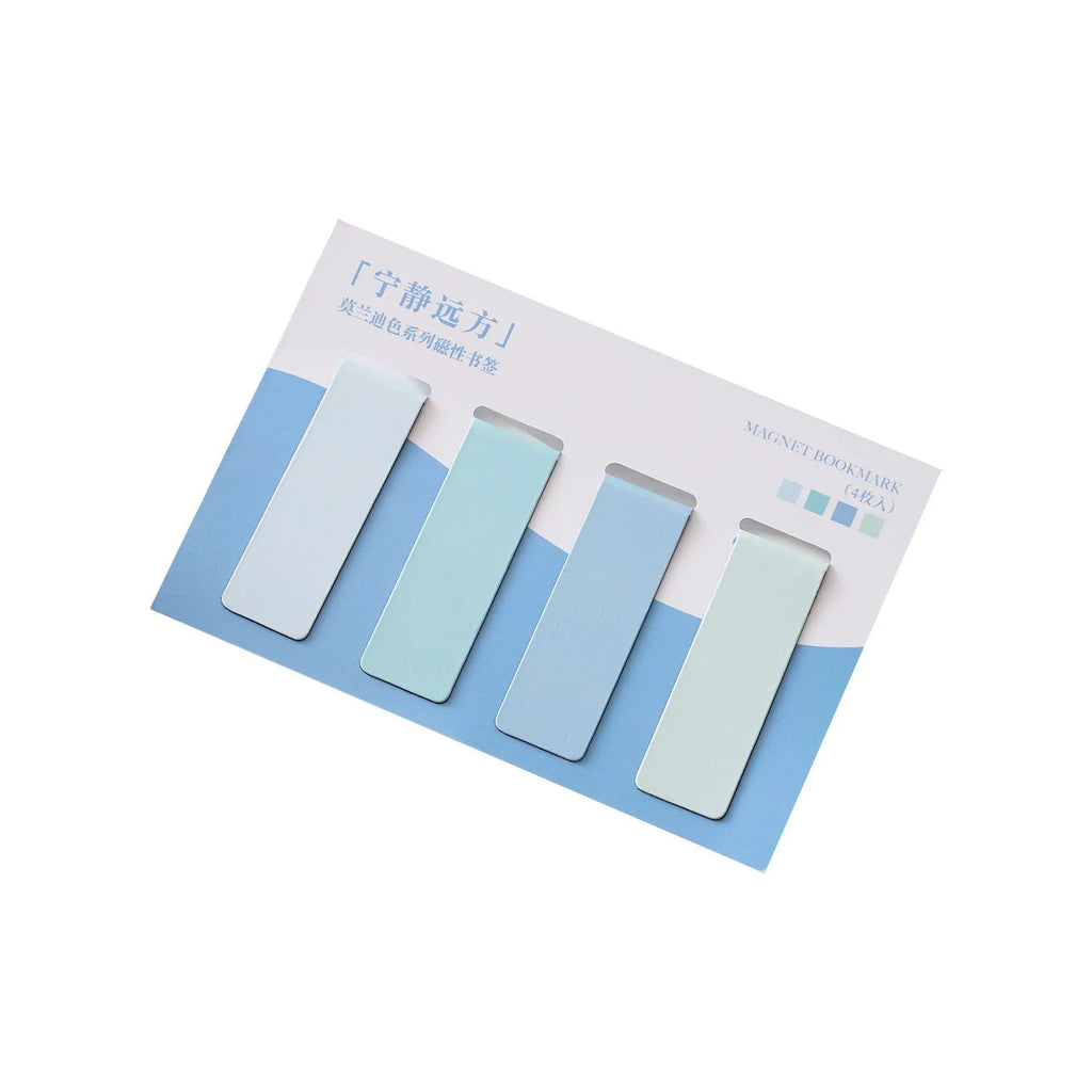 Four magnetic bookmarks in Morandi colour block design with soft pastel tones including Lanshan breeze, gentle twilight colours