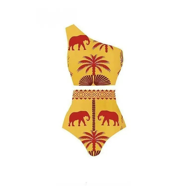 Womens one-piece polyester swimsuit in black available in sizes S to XL for beach vacation