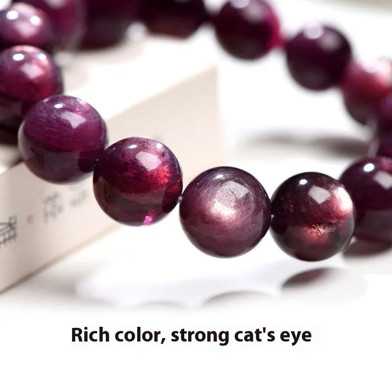 Natural purple lepidolite crystal bracelet with round polished beads in multiple size options